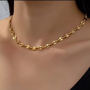 Gold Chain Coffee Bean Vintage Style Boho Necklace Brand New